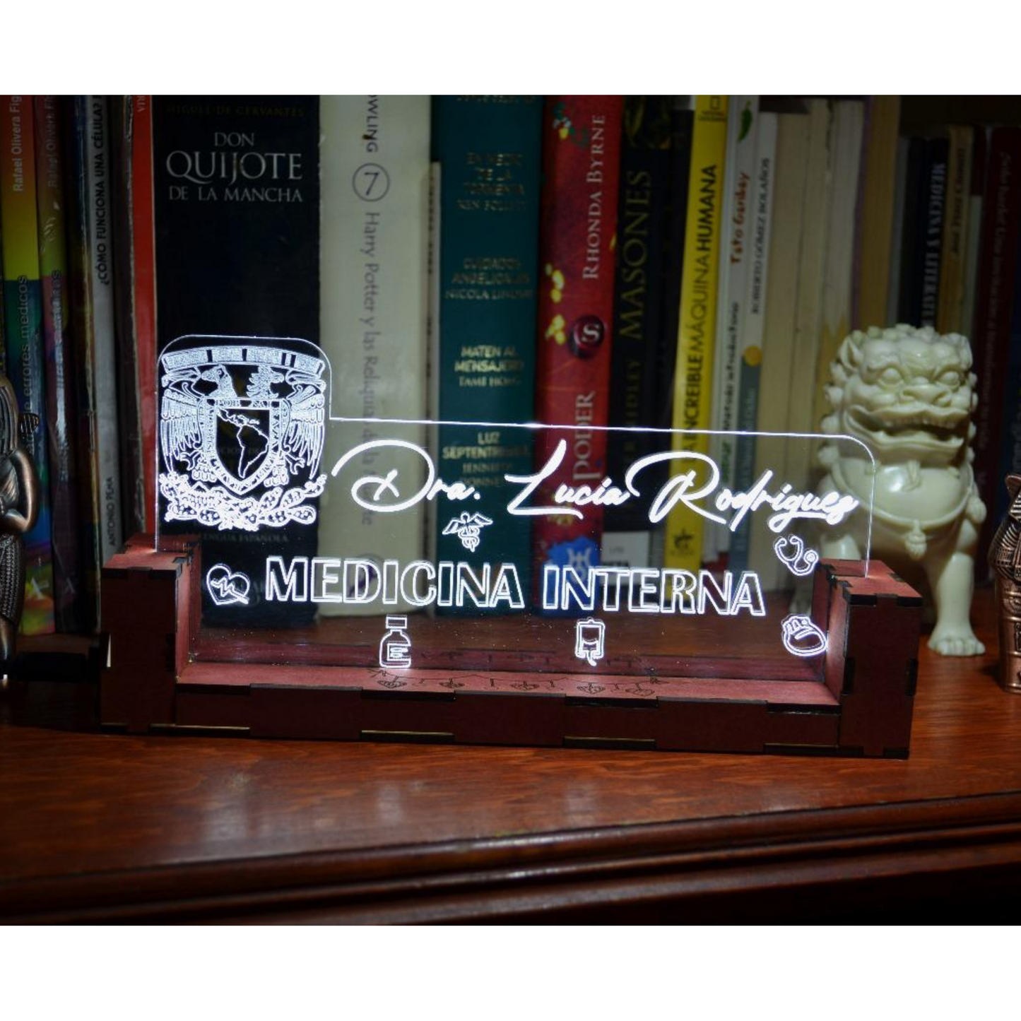 Placa de Escritorio Personalizable con luz integrada